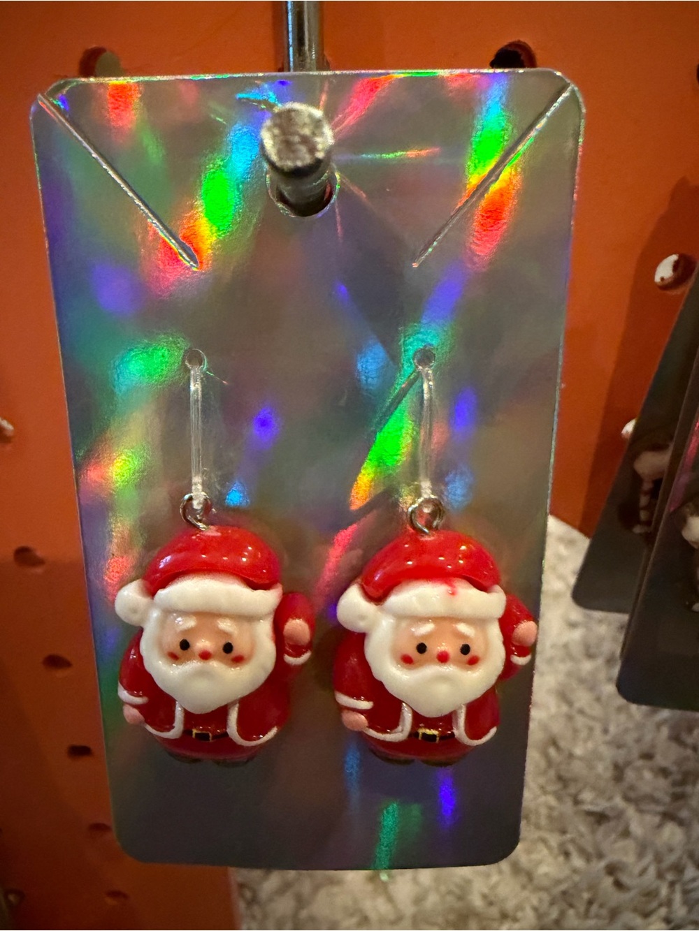 Kids Santa Claus Dangle Earrings - Red Christmas Accessories